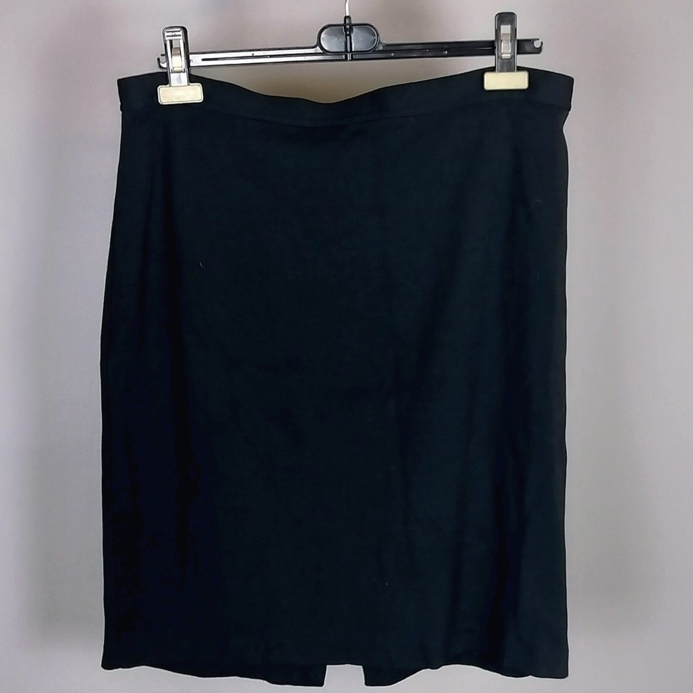 St. John Caviar Wool Blend Knit Pencil Skirt Women 14‎ Black Back Vent SP15